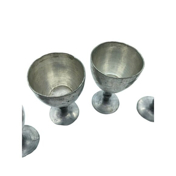 Pewter Shot Goblets Glasses Lot of 6 Small Vintage VTG Bar Stemmed Glasses - Picture 4 of 7